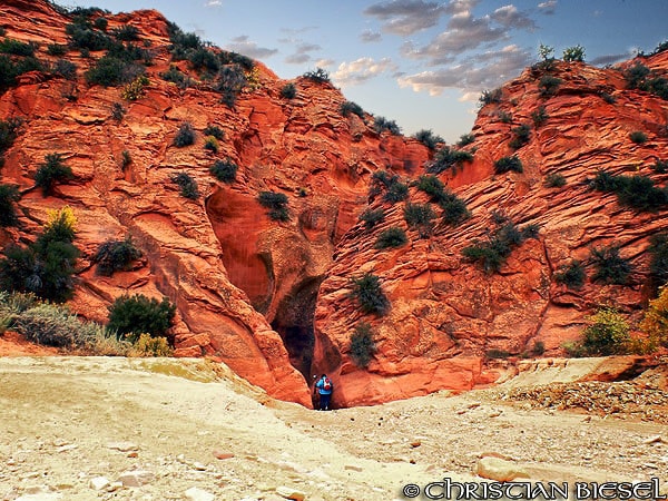 Upper Red Cave Slot Canyon Entrance at Sand Wash