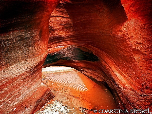 Inside Red Cave Slot Canyon