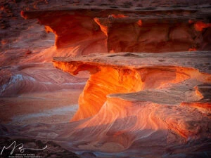 Eroded rocks in the sunset light, Little Finland, Gold Butte NM