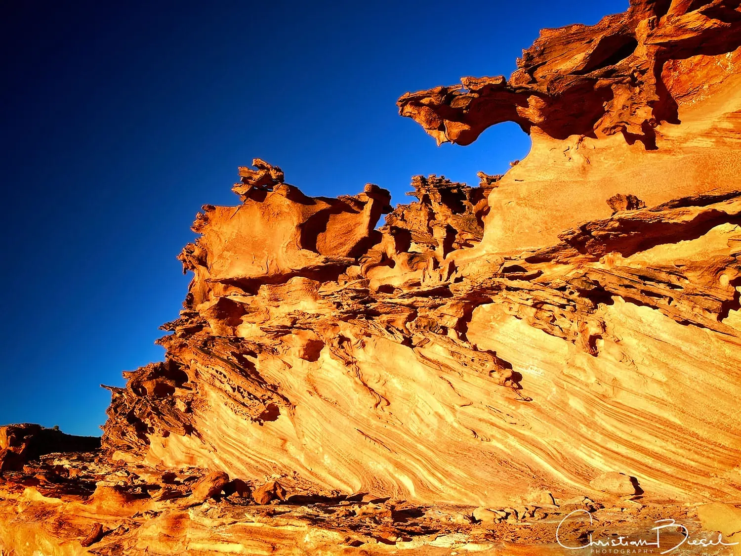 Glowing fins at sunset. Little Finland, Nevada The rock formations are made of sand and rock.