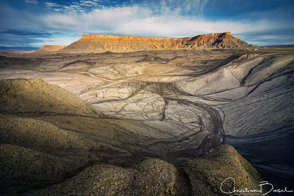 Swing Arm City in mornig light. A mecca for off-road enthusiasts in the South of Utah.