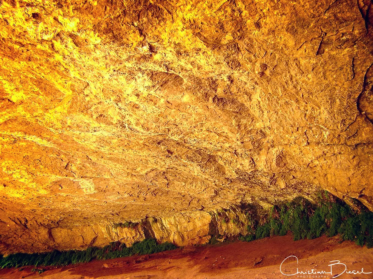 Golden Cave, Alkoven am Pine Canyon Overlook Trail Alkoven am Trail zum Zion Canyon Overlook, zum Strahlen gebracht mit Langzeitbelichtung